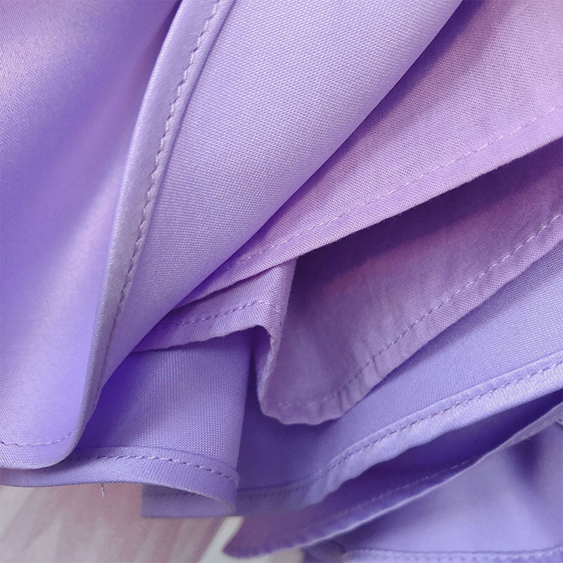 Lilac Satin Tulle A-Line Flower Girl Dress Sleeveless Keyhole
