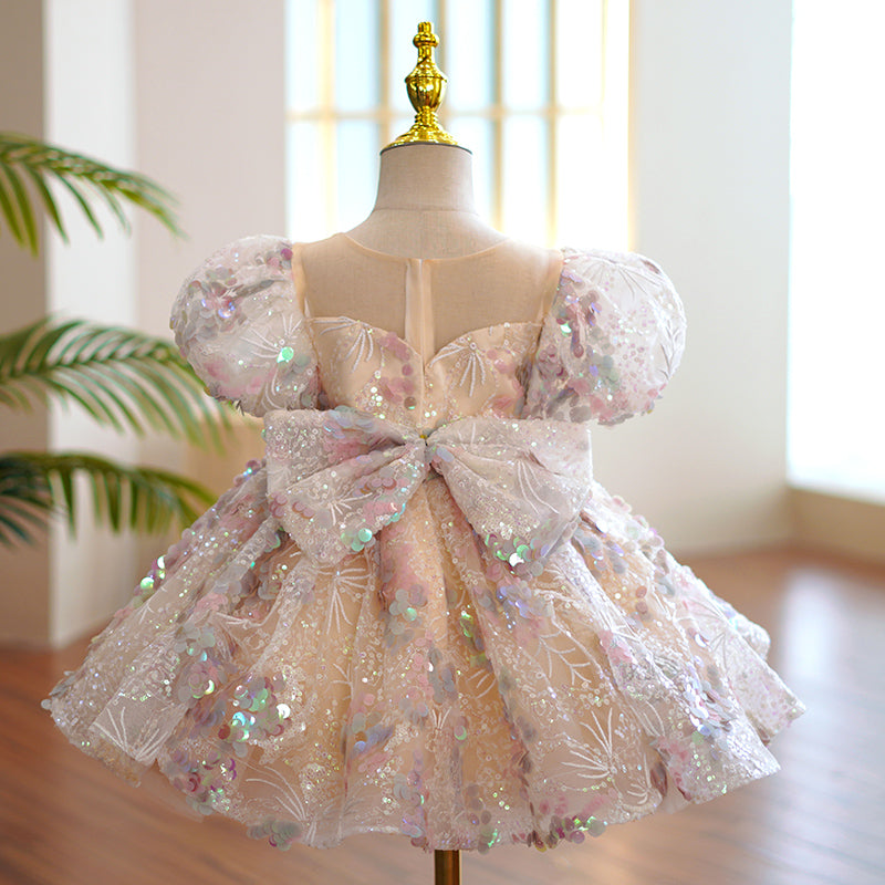 Lilac Sequin Princess Dress | Bows & Ruffles
