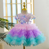 Lilac Sequin Tulle Flower Girl Dress | Cap Sleeves