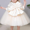 Long Sleeve A-Line Flower Girl Dress with Ruffles and Bow
