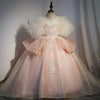 Robe de demoiselle d'honneur trapèze rose de luxe à paillettes