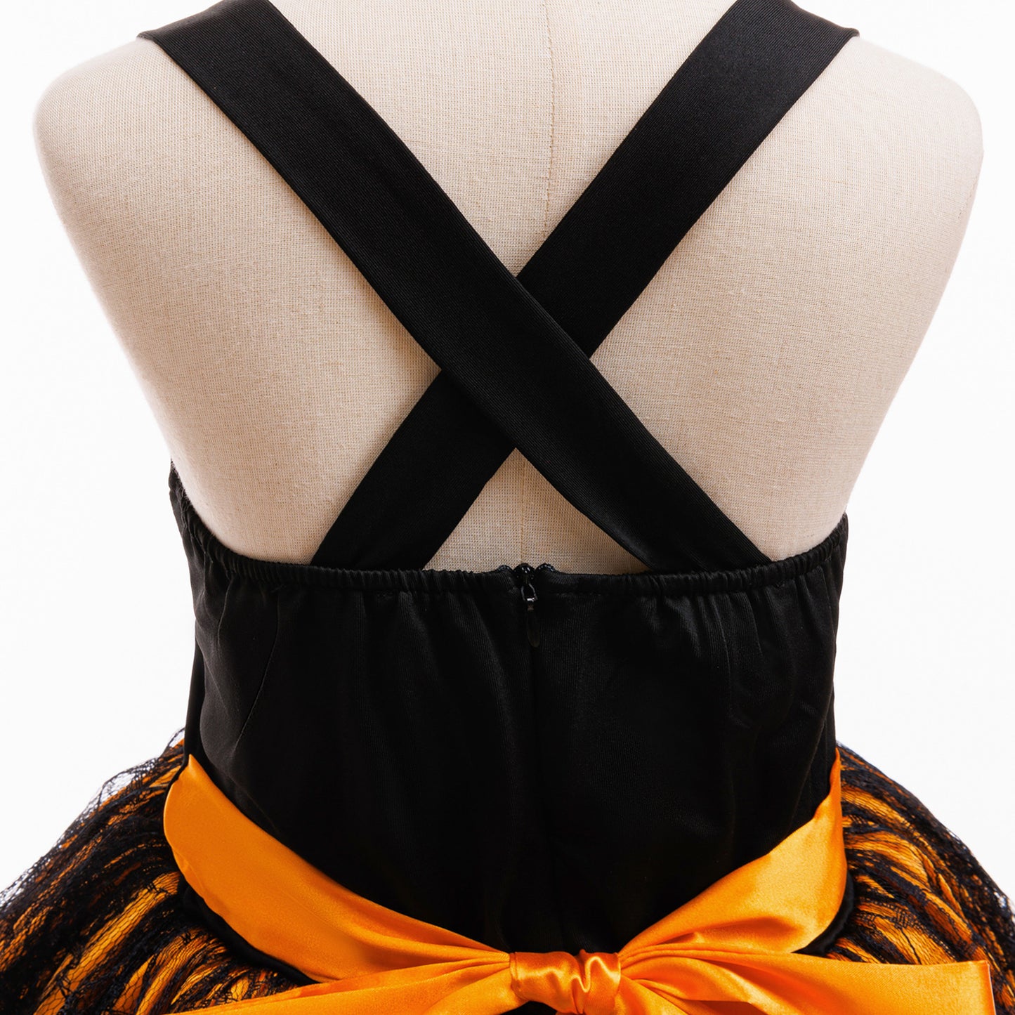 Orange A-Line Satin Tea Length Dress for Girls – Sleeveless Holiday & Party Dress