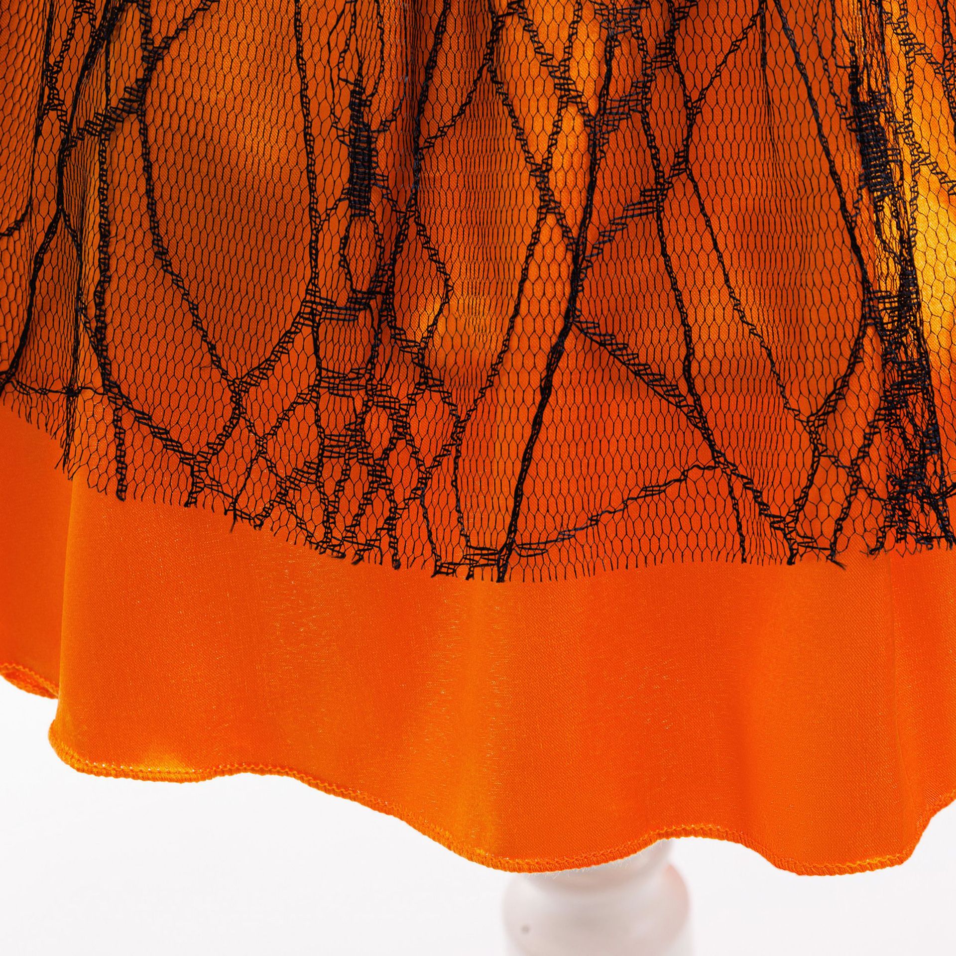 Orange A-Line Satin Tea Length Dress for Girls – Sleeveless Holiday & Party Dress