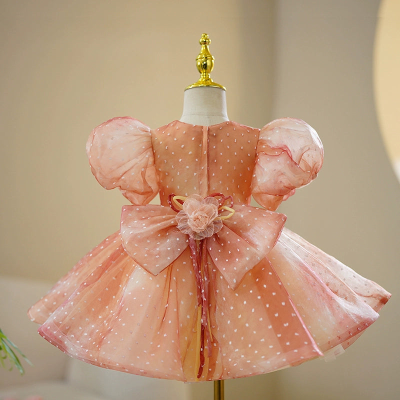 Orange Puffy Princess Organza Dress for Girls | Fairy Tale Party Dress