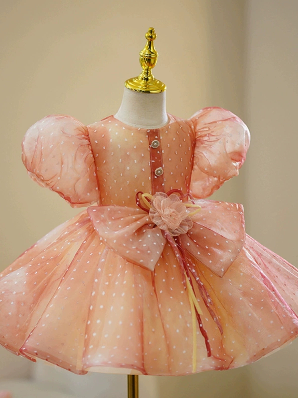 Orange Puffy Princess Organza Dress for Girls | Fairy Tale Party Dress
