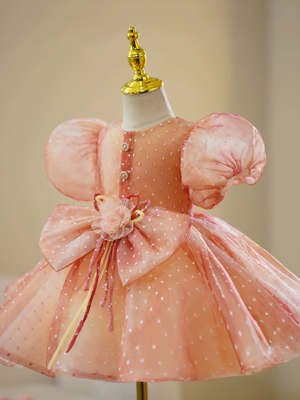 Orange Puffy Princess Organza Dress for Girls | Fairy Tale Party Dress