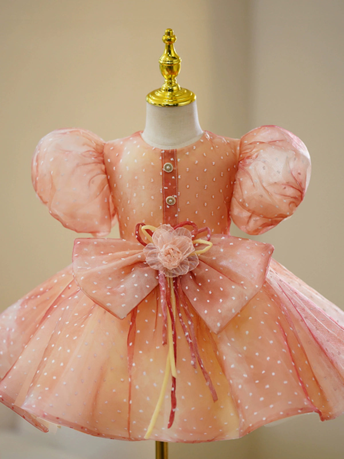 Orange Puffy Princess Organza Dress for Girls | Fairy Tale Party Dress