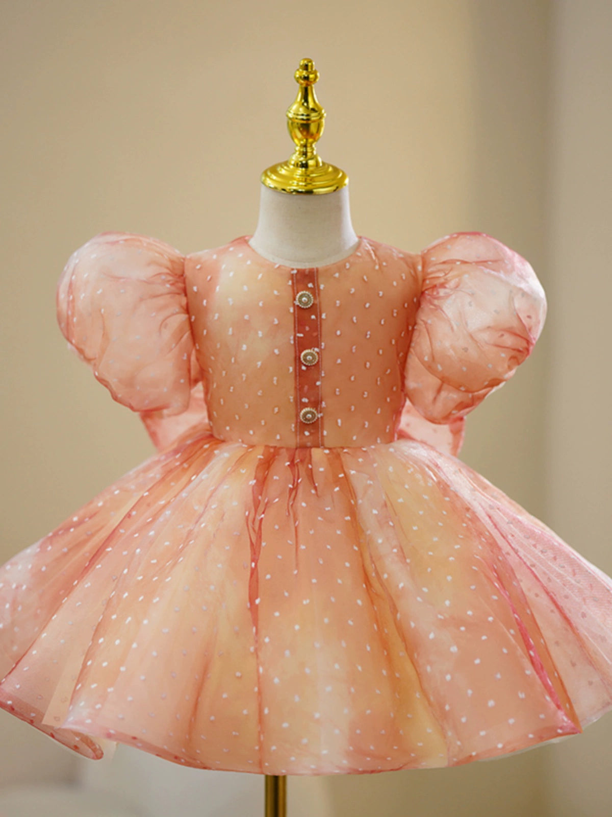 Orange Puffy Princess Organza Dress for Girls | Fairy Tale Party Dress