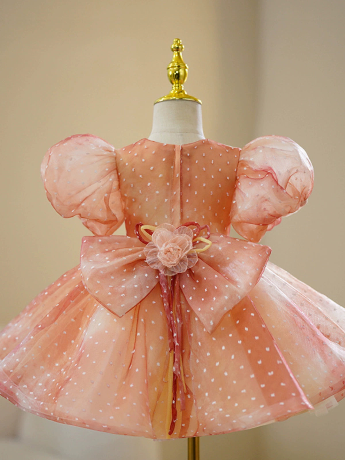 Orange Puffy Princess Organza Dress for Girls | Fairy Tale Party Dress
