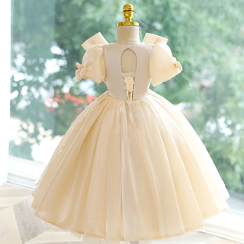 Pink A-Line Flower Girl Dress - Collared, Polka Dot Tulle