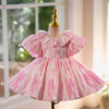 Pink Princess Flower Girl Dress Puff Sleeve Short Dress