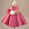 Pink Princess Flower Girl Dress with Flowers and Bow Back
