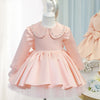 Pink Princess Flower Girl Dress: Sequins, Collared Long Sleeve
