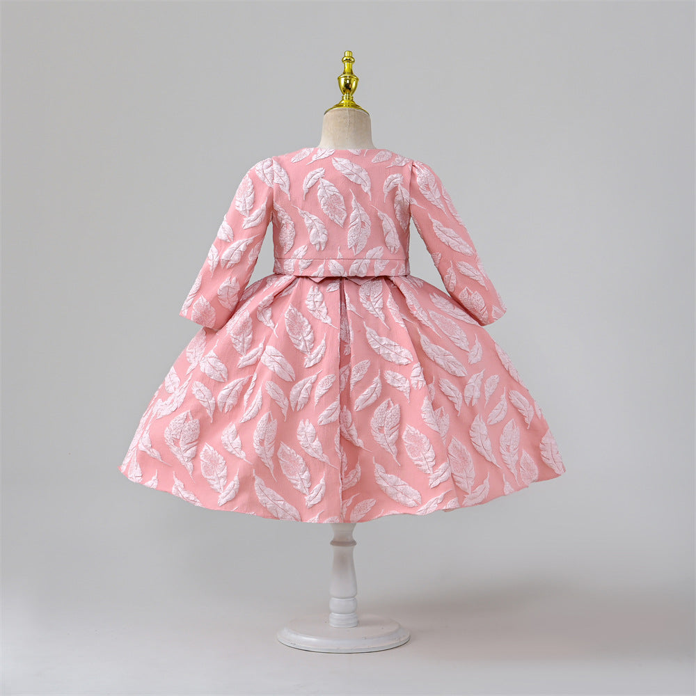 Pink Satin A-Line Flower Girl Dress with Floral Embellishments