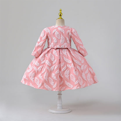 Pink Satin A-Line Flower Girl Dress with Floral Embellishments