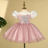 Pink Satin Tulle Princess Flower Girl Dress Flower Sequin Knee