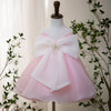 Pink Tulle A-Line Flower Girl Dress Beaded Bow Sleeveless