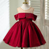 Princess Boat Neck Flower Girl Dress with Ruffle Detail