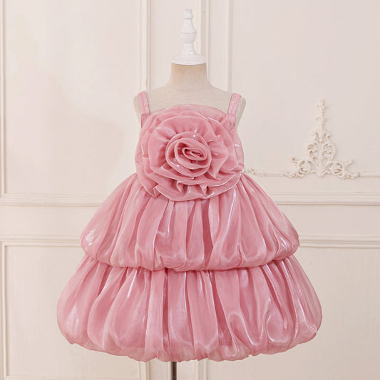 Princess Chiffon Organza Flower Girl Dress with Cascading Ruffles