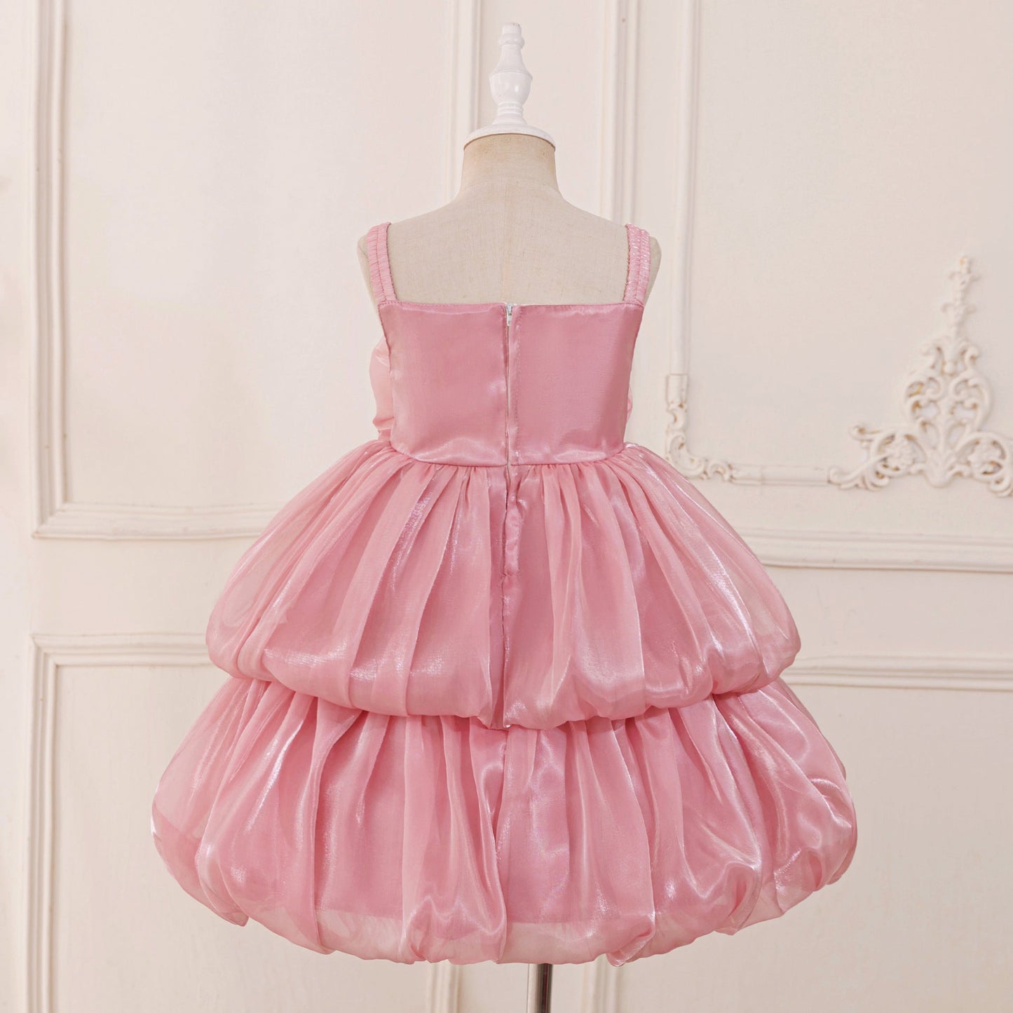 Princess Chiffon Organza Flower Girl Dress with Cascading Ruffles