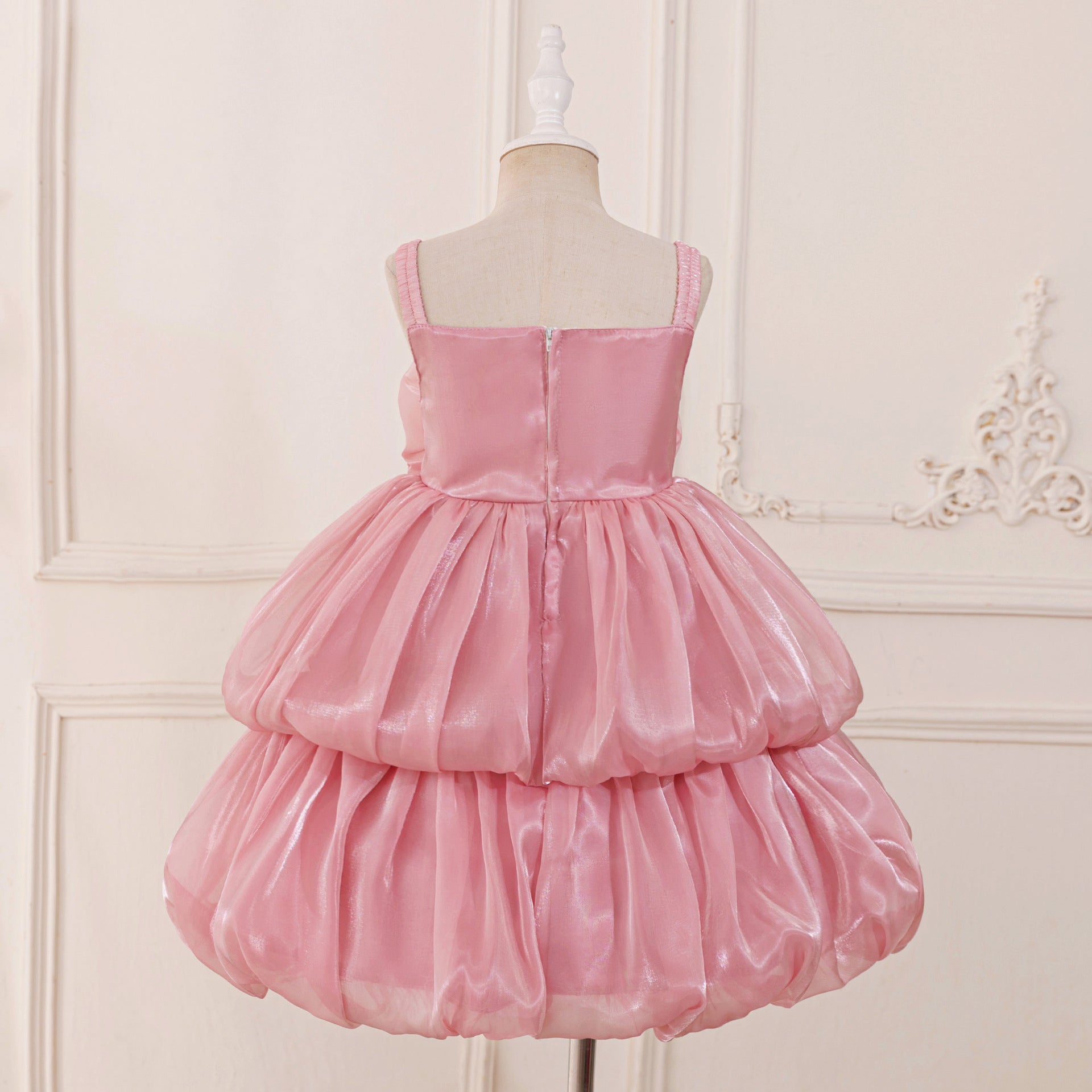 Princess Chiffon Organza Flower Girl Dress with Cascading Ruffles