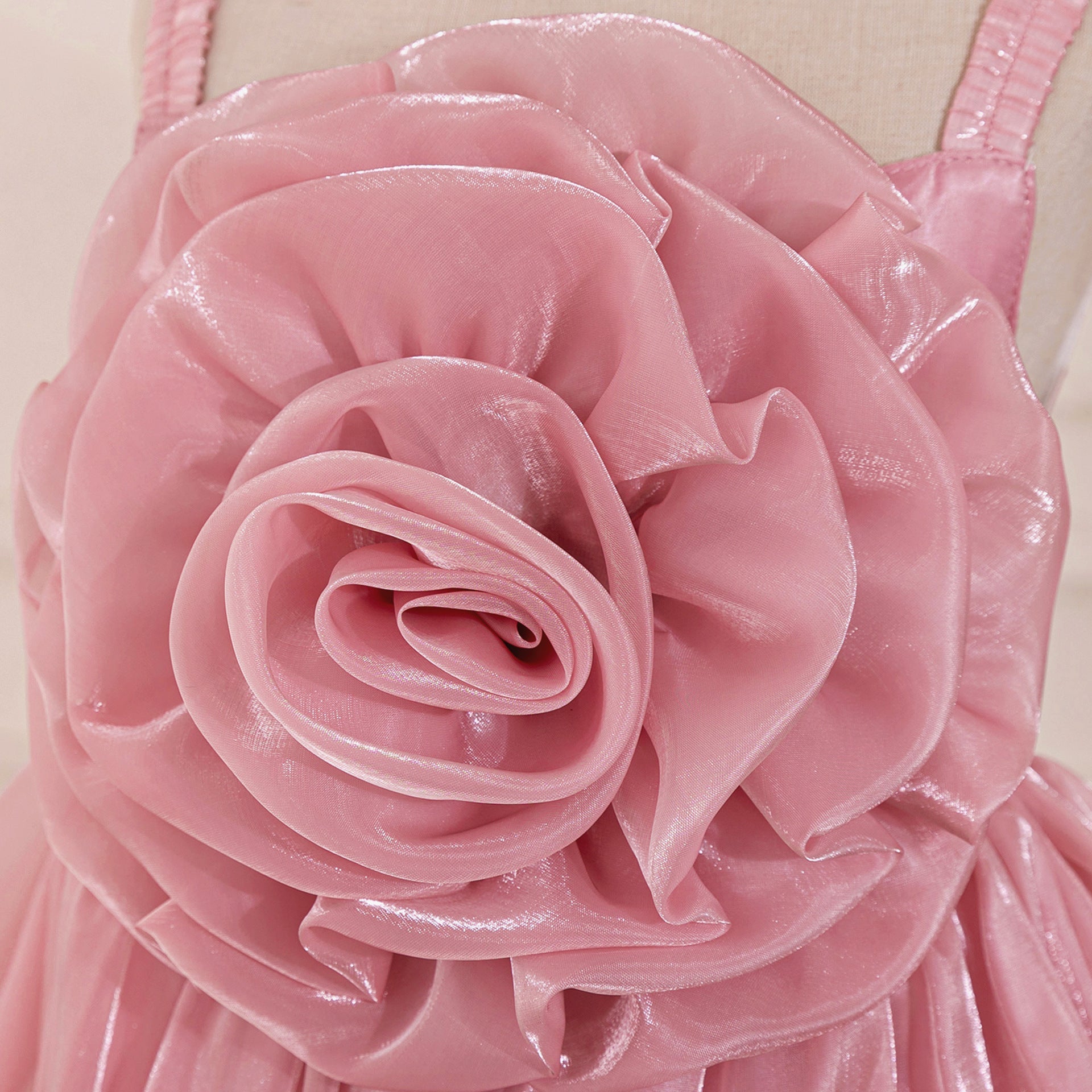 Princess Chiffon Organza Flower Girl Dress with Cascading Ruffles