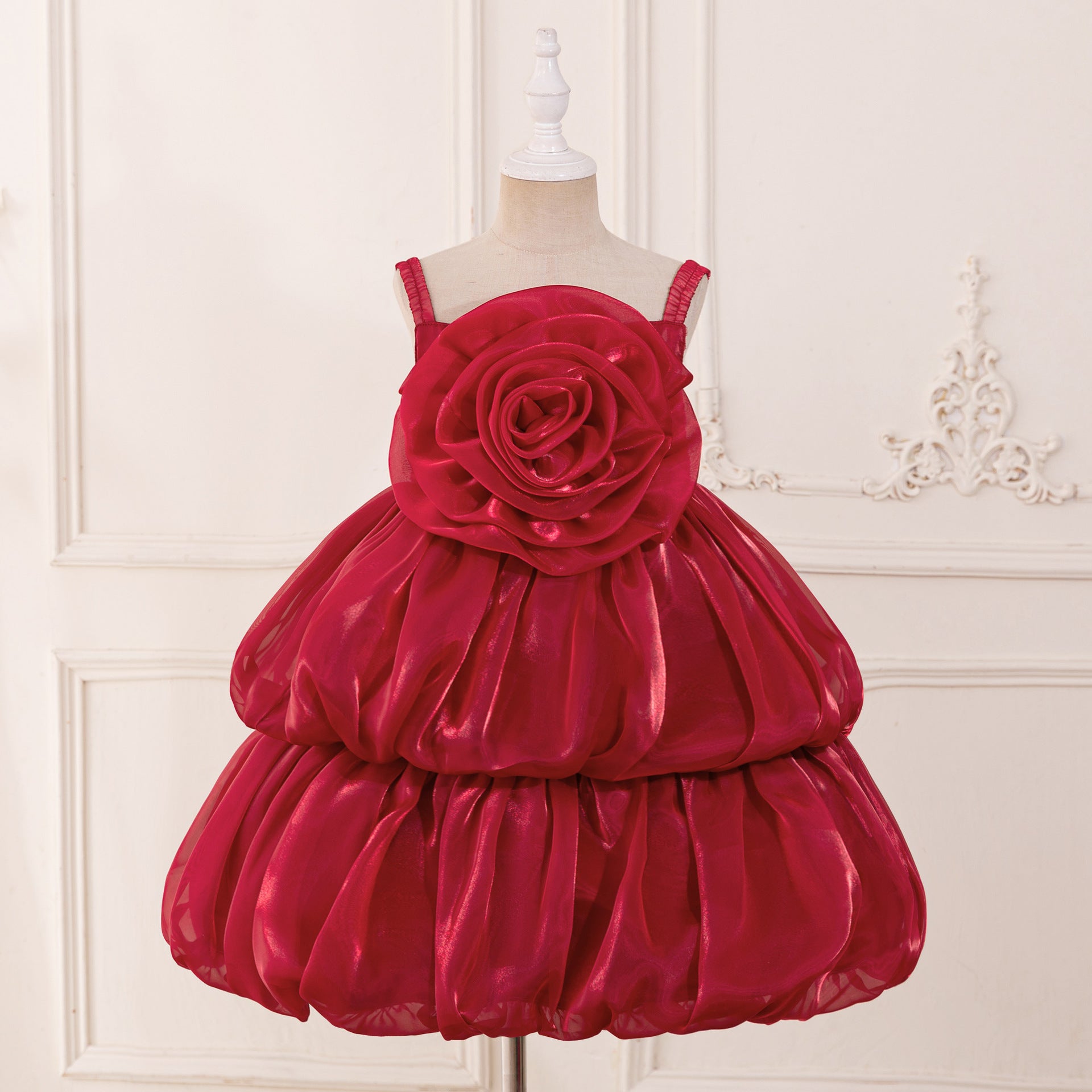 Princess Chiffon Organza Flower Girl Dress with Cascading Ruffles