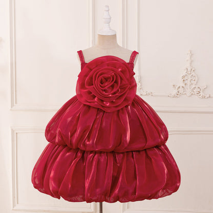 Princess Chiffon Organza Flower Girl Dress with Cascading Ruffles