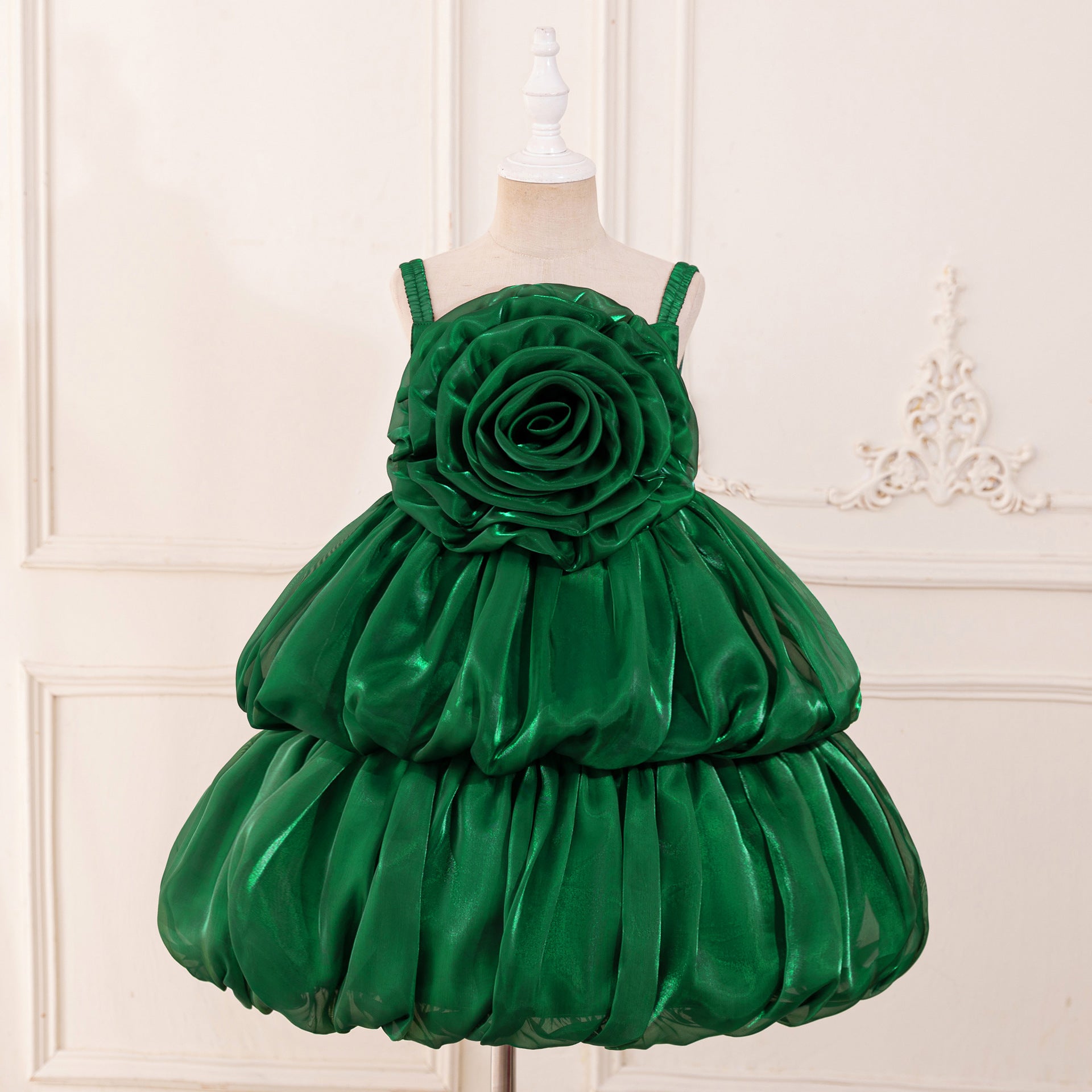 Princess Chiffon Organza Flower Girl Dress with Cascading Ruffles
