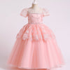 Robe de princesse longue en dentelle à manches bouffantes pour fille