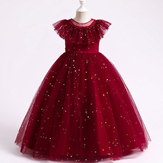 Princess Floor-Length Tulle Flower Girl Dress with Sequins