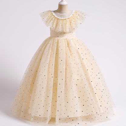 Princess Floor-Length Tulle Flower Girl Dress with Sequins