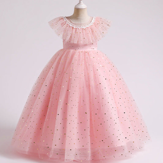 Princess Floor-Length Tulle Flower Girl Dress with Sequins