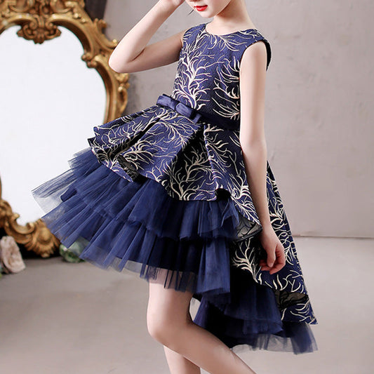 Princess Flower Girl Dress with Cascading Ruffles & Bow