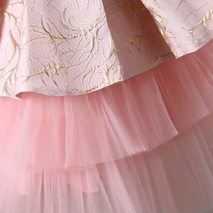 Princess Flower Girl Dress with Cascading Ruffles & Bow