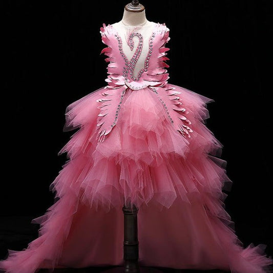 Princess Flower Girl Dress with Cascading Ruffles & Pleats