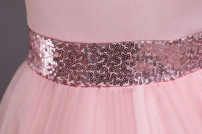 Princess Flower Girl Dress with Floral Embellishments - Tea Length