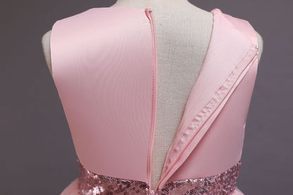 Princess Flower Girl Dress with Floral Embellishments - Tea Length