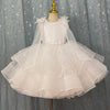 Princess Lace & Tulle Flower Girl Dress - Long Sleeve Knee-Length