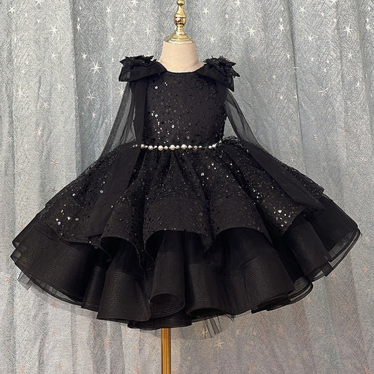 Princess Lace & Tulle Flower Girl Dress - Long Sleeve Knee-Length