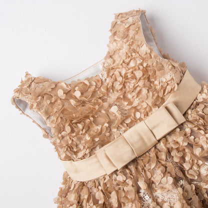Princess Lace Flower Girl Dress with Flower Embellishments