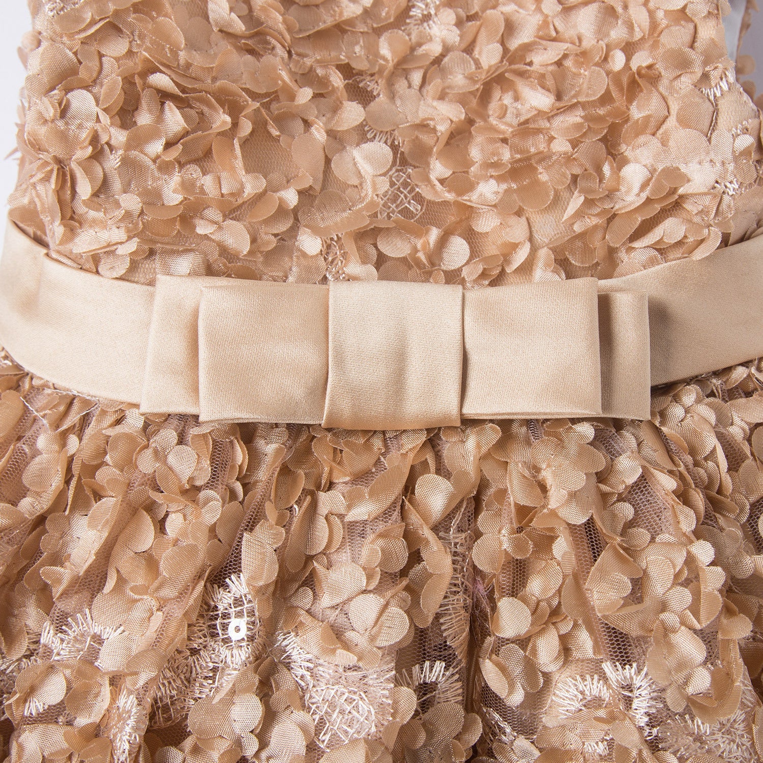 Princess Lace Flower Girl Dress with Flower Embellishments