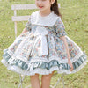 Princess Lace Flower Girl Dress with Puff Sleeves & Bows