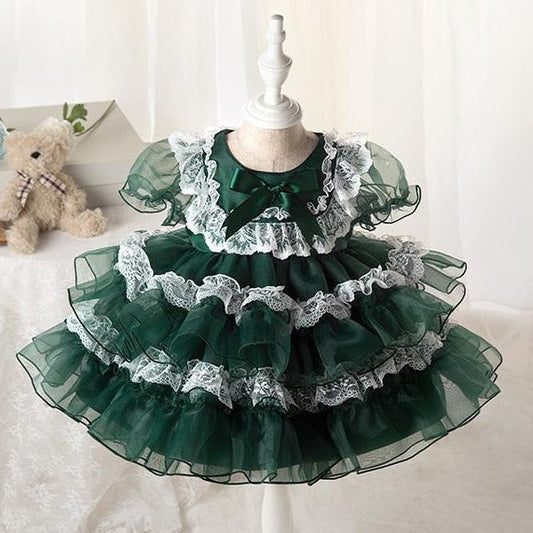 Princess Organza Flower Girl Dress with Lace and Bows