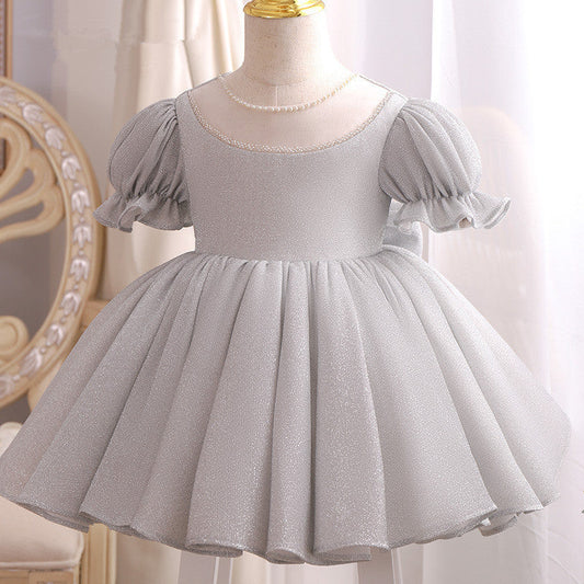 Princess Polyester Flower Girl Dress with Bows and Ruffles