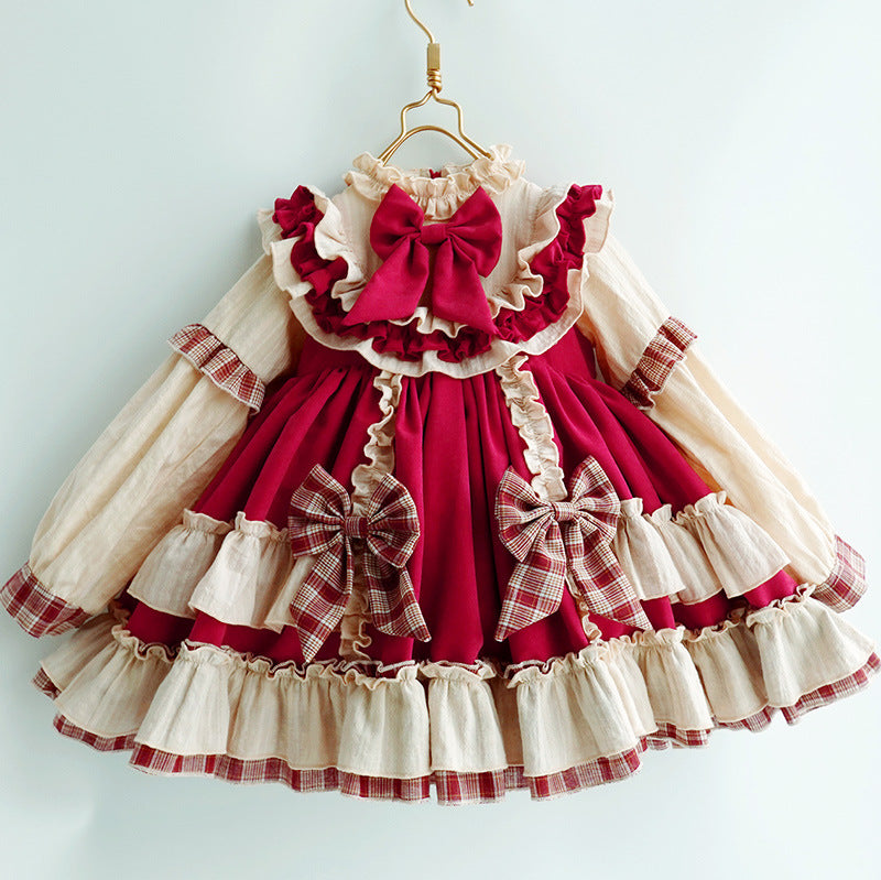 Princess Polyester Flower Girl Dress with Cascading Ruffles and Bow