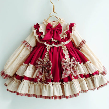 Princess Polyester Flower Girl Dress with Cascading Ruffles and Bow