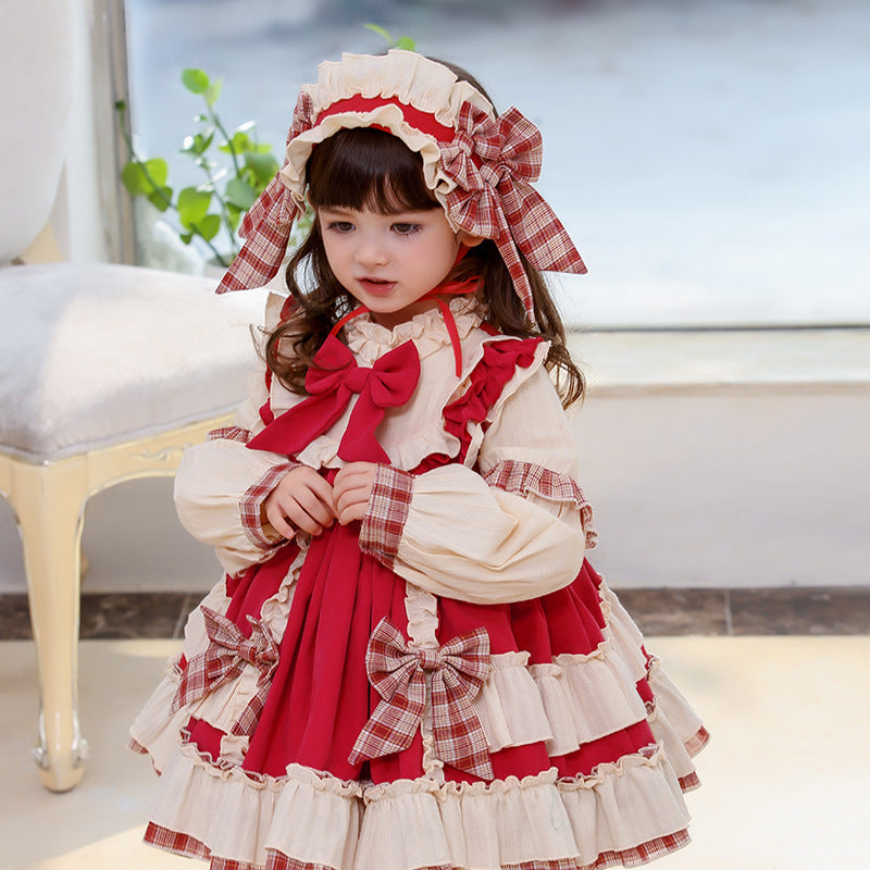 Princess Polyester Flower Girl Dress with Cascading Ruffles and Bow