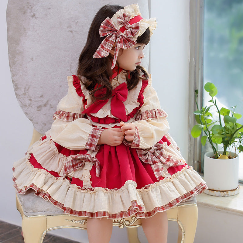 Princess Polyester Flower Girl Dress with Cascading Ruffles and Bow