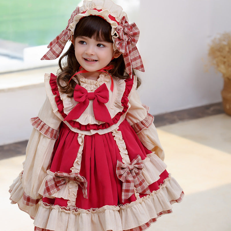 Princess Polyester Flower Girl Dress with Cascading Ruffles and Bow